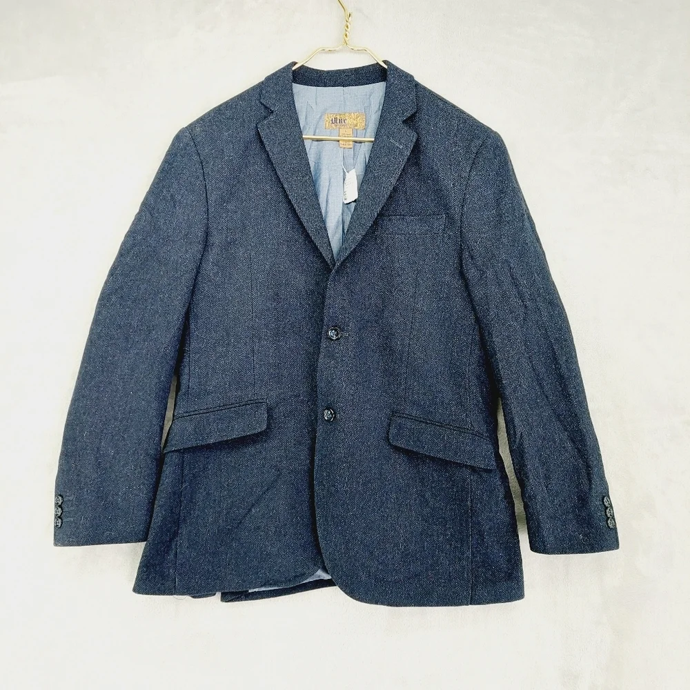 NEW Pronto Uomo Blue Wool Blend Blue Business Casual Blazer P4823
